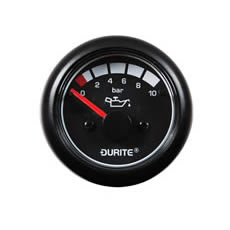 Oil Pressure Gauge - 90° Sweep Dial - 12/24V - 0-10 bar