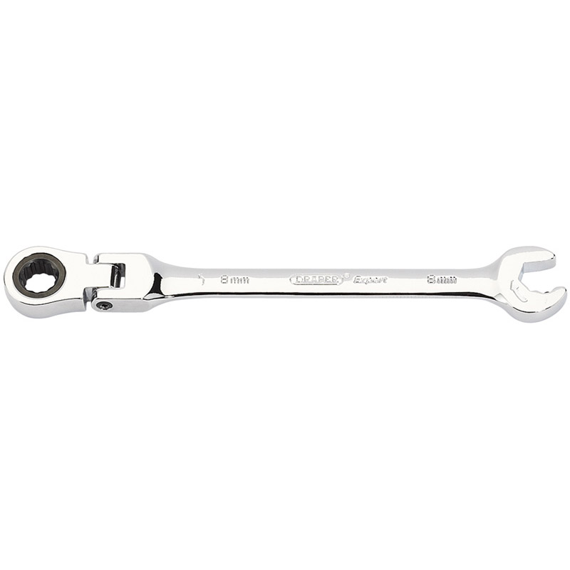 Metric Combination Spanner with Flexible Head and Double Ratcheting Features (8mm)