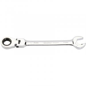 Metric Combination Spanner with Flexible Head and Double Ratcheting Features (15mm)