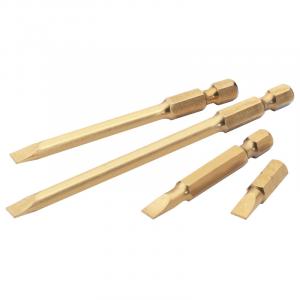 8.0mm 1/4" Hex Plain Slot Titanium Nitride Coated Insert Bit 25mm Long x 5