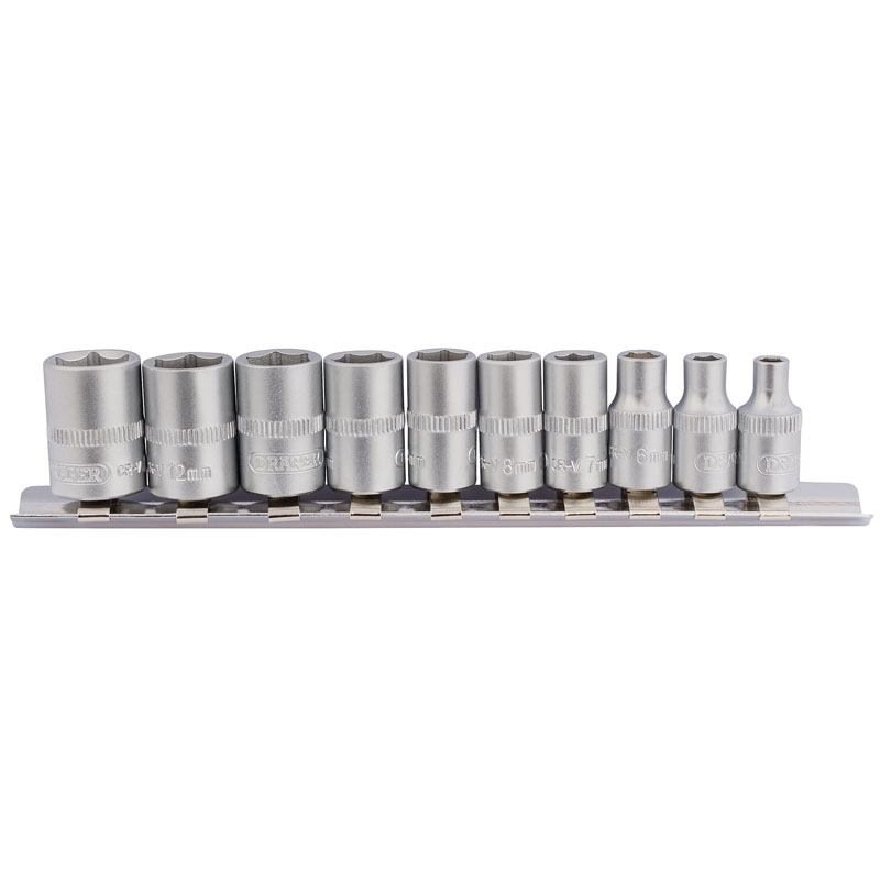 1/4" Sq. Dr. Metric socket on Metal Rail (10 Piece)