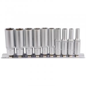 1/4" Sq. Dr. Metric Deep socket on Metal Rail (10 Piece)