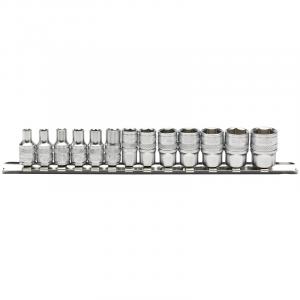 1/4" Sq. Dr. Metric Socket Set on Metal Rail (13 Piece)