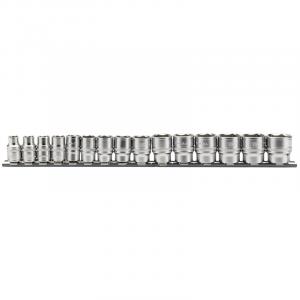 3/8" Sq. Dr. Metric Socket Set on Metal Rail (15 Piece)