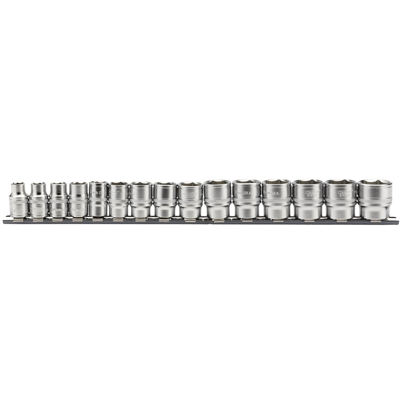 3/8" Sq. Dr. Metric Socket Set on Metal Rail (15 Piece)
