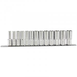 1/2" Sq. Dr. Imperial Deep socket on a Metal Rail (13 Piece)