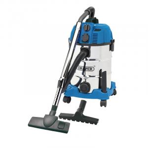 30L Wet and Dry Vacuum Cleaner with Stainless Steel Tank and Integrated 230V Power Out-Take Socket (1600W)