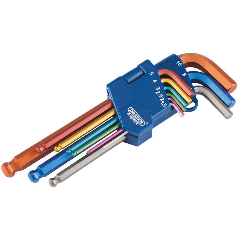 Metric Coloured Hexagon and Ball End Hexagon Key Set (9 Piece)