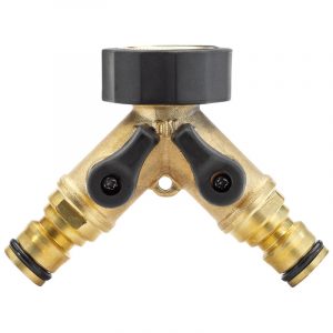 Brass Double Tap Connector with Flow Control (3/4")