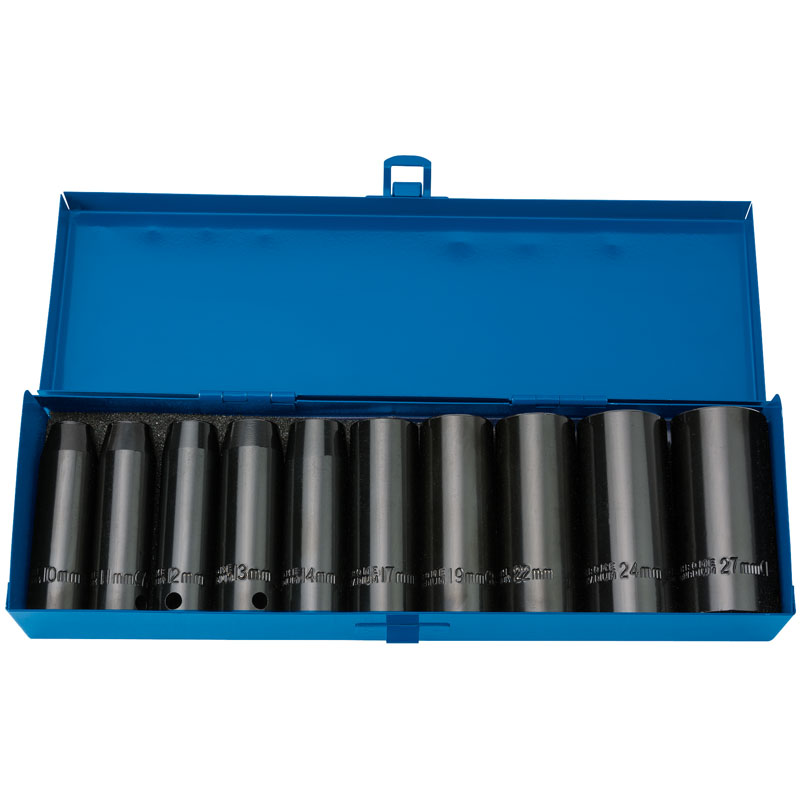 1/2" Sq. Dr. Draper HI-TORQ® Metric Deep Impact Socket Set (10 piece)