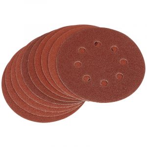 Ten 125mm 80 Grit Hook and Loop Sanding Discs