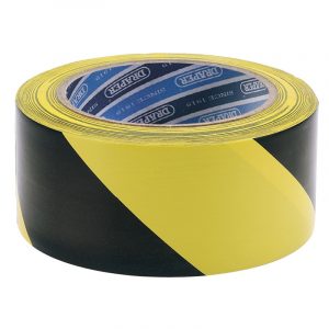 33M x 50mm Black and Yellow Adhesive Hazard Tape Roll