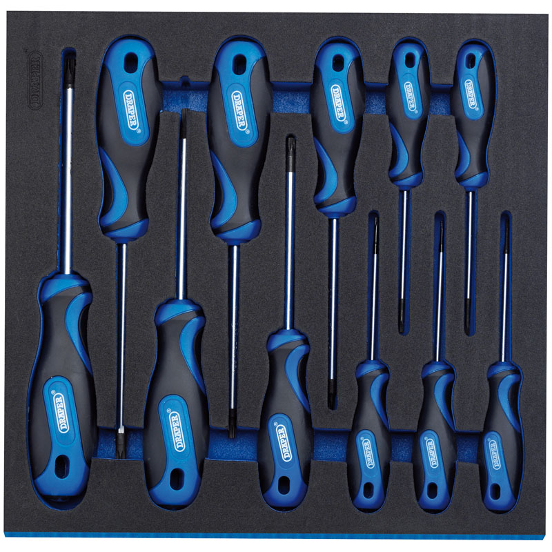Draper TX-STAR® Security Soft Grip Screwdriver Set in 1/2 Drawer EVA Insert Tray (11 Piece)