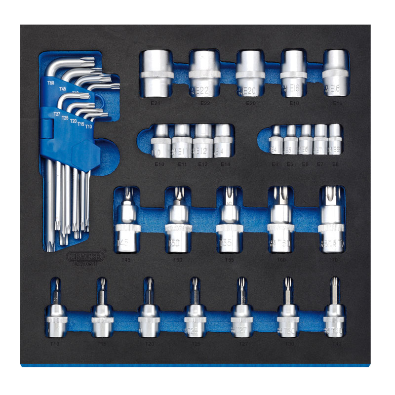Screwdriver Insert Bits and Draper TX-STAR® Keys in 1/2 Drawer EVA Insert Tray (35 Piece)