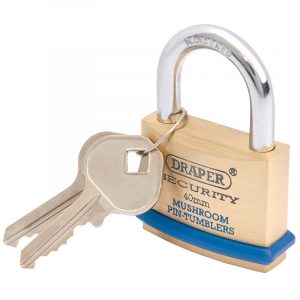 40mm Solid Brass Padlock and 2 Keys with Mushroom Pin Tumblers Hardened Steel Shackle and Bumper