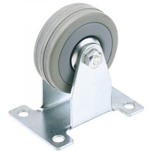 50mm Dia. Fixed Plate Fi x ing Rubber Castor - S.W.L 50Kg
