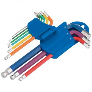 Metric Coloured Hexagon and Ball End Key Set (9 Piece)