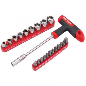 T Handle Driver with socket and Bits Set (22 Piece)