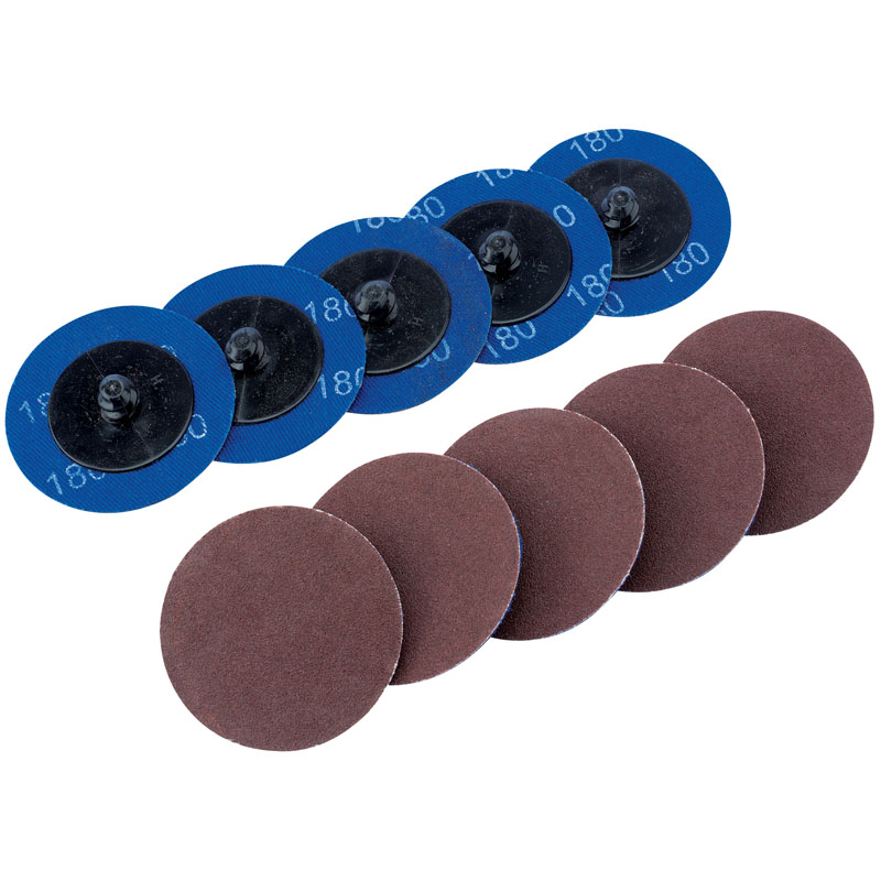 Ten 50mm 180 Grit Aluminium Oxide Sanding Discs