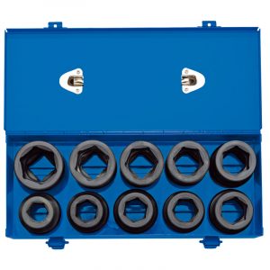 1" Sq. Dr. Combined MM/AF Impact Socket Set in Metal Case (10 Piece)