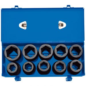 1" Sq. Dr. Combined MM/AF Deep Impact Socket Set in Metal Case (10 Piece)