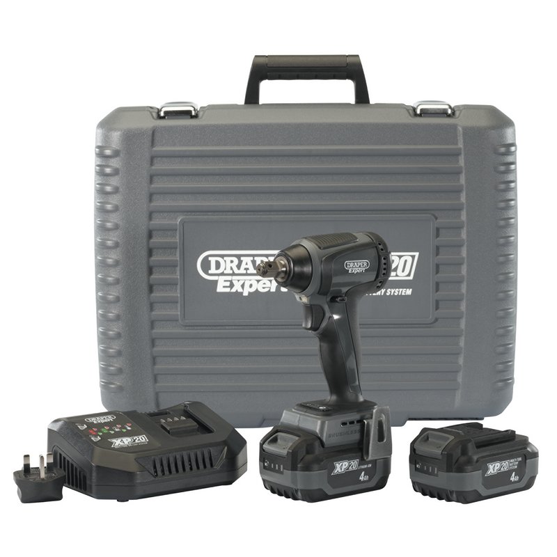 XP20 20V Brushless 1/2" Impact Wrench (300Nm) with 2x 4Ah Batteries and Fast Charger