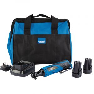 Draper Storm Force® 10.8V Power Interchange Reversible Ratchet Kit (2x 1.5Ah Batteries, Charger and Bag)