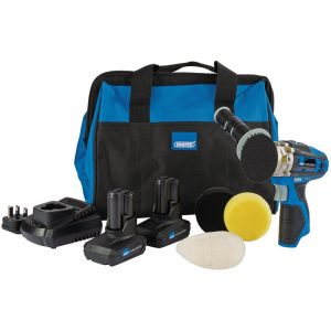 Draper Storm Force® 10.8V Power Interchange Mini Polisher Kit (+2 x 4Ah Batteries, Charger and Bag)