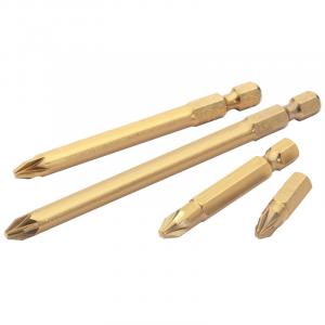 No.3 1/4" Hex PZ Type Titanium Nitride Coated Insert Bit 100mm Long x 1