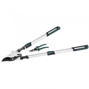 Telescopic Soft Grip Bypass Ratchet Action Loppers and Bypass Secateur Set