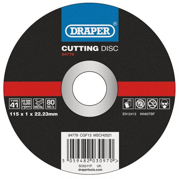 Stainless-Steel/Inox Metal Cutting Disc, 115 x 1 x 22.23mm - J.L. Bradshaw