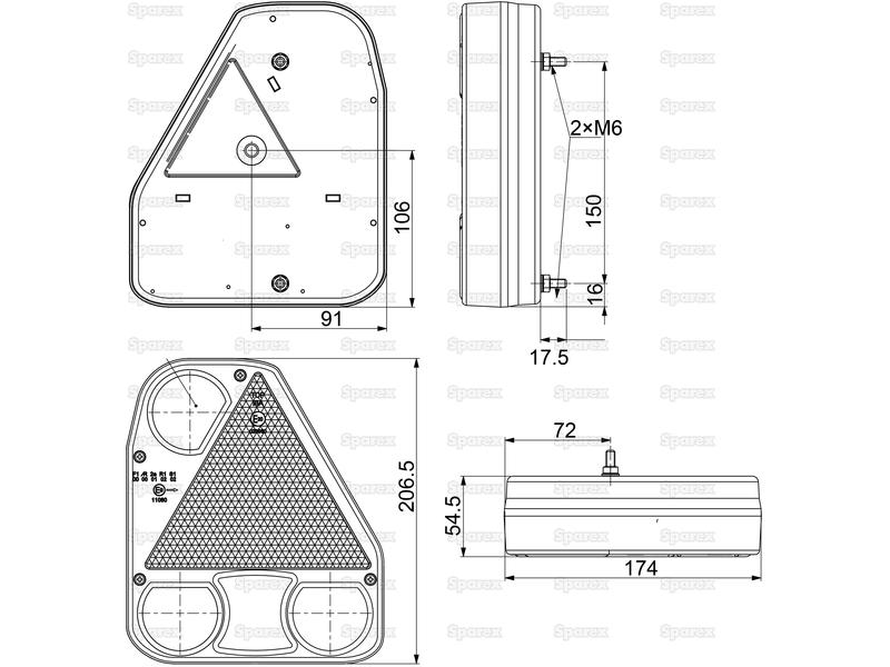 SPAREX LED Rear Combination Light, Function: 4, Brake / Tail / Indicator / Fog, RH, 12-24V - Image 4