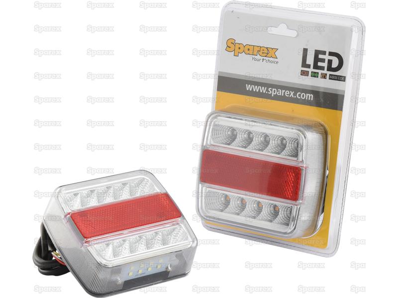 SPAREX LED Rear Combination Light, Function: 4, Brake / Tail / Indicator / Number Plate, RH & LH, 12V