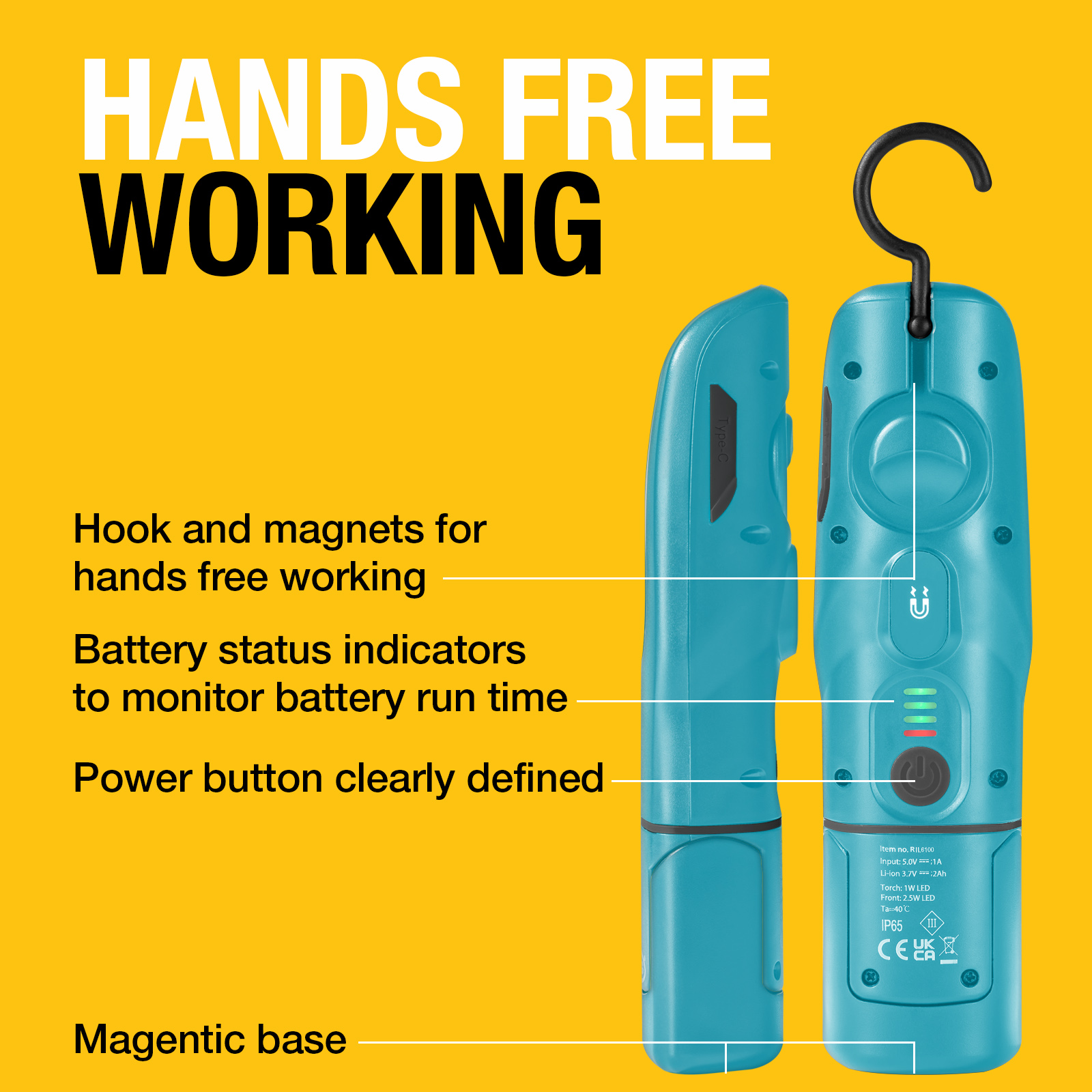 RING MAGflex MINI250 BLUE Rechargeable Handheld Inspection Lamp - Image 4