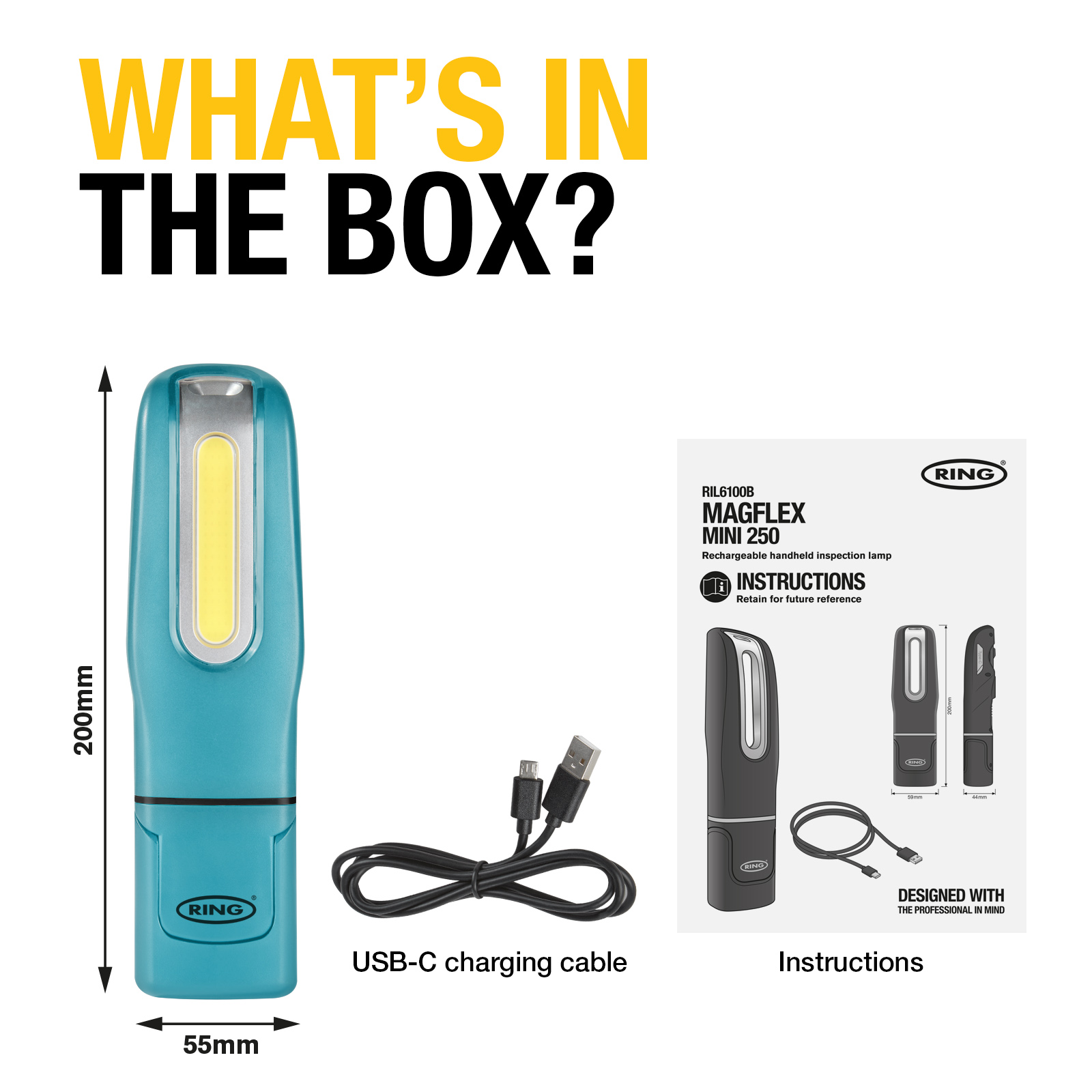RING MAGflex MINI250 BLUE Rechargeable Handheld Inspection Lamp - Image 6