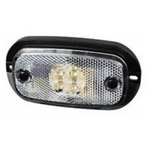 Clear LED Front Marker Lamp with Reflex Reflector and Leads - 12V