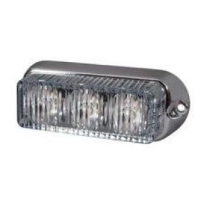 High Intensity 4 Red LED Warning Light - Horizontal, Chrome Bezel (12 flash patterns)