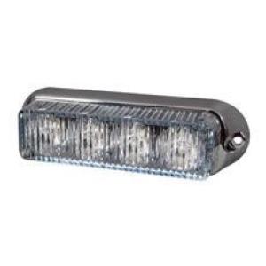 High Intensity 4 Blue LED Warning Light - Horizontal, Chrome Bezel (19 flash patterns)