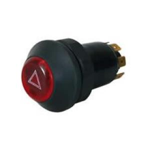 Push On/Push Off Illuminated Hazard Switch - 12V