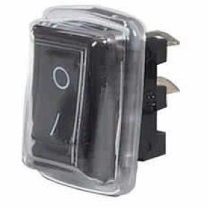 Black On/Off Single-Pole Rocker Switch with PVC Cover - 10A at 12V