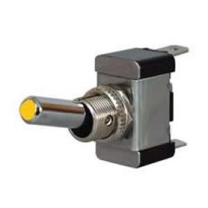 Amber LED On/Off Toggle Switch with Metal Lever- 12/24V