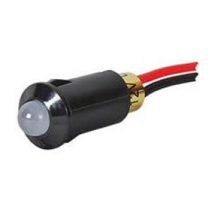Red Flashing LED Warning Light for 8.2mm diameter Panel Hole - 12V Red Positive Black Negative