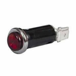 Green Warning Light with 12V 2W Ba7S Bulb for 13mm diameter hole - Chrome Bezel