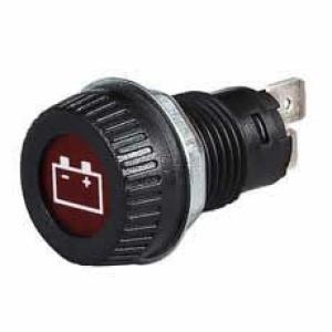 Red Battery Charging Warning Light for 17mm diameter hole - Requires 9mm BA9s Bulb Maximum 2W