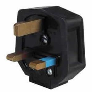 Black Rubber Plugtop with Sleeved Pins and 13A Mains Fuse