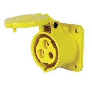 16A 110V Yellow Panel-Mounted Socket