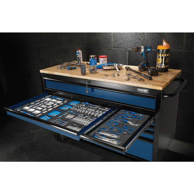 DRAPER BUNKER® Workbench Roller Tool Cabinet, 10 Drawer, 56", Blue - Image 5