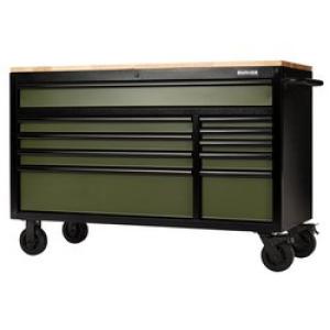 BUNKER® 10 Drawer Workbench Roller Tool Cabinet, 56", Green