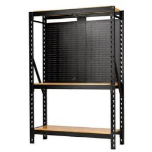 BUNKER® 17 PIECE MODULAR 3 TIER RACKING WITH HARDWOOD SHELVING AND PEGBOARDS, 1500 MM