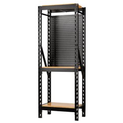 BUNKER® 17 PIECE MODULAR 3 TIER RACKING WITH HARDWOOD SHELVING AND PEGBOARDS, 750 MM